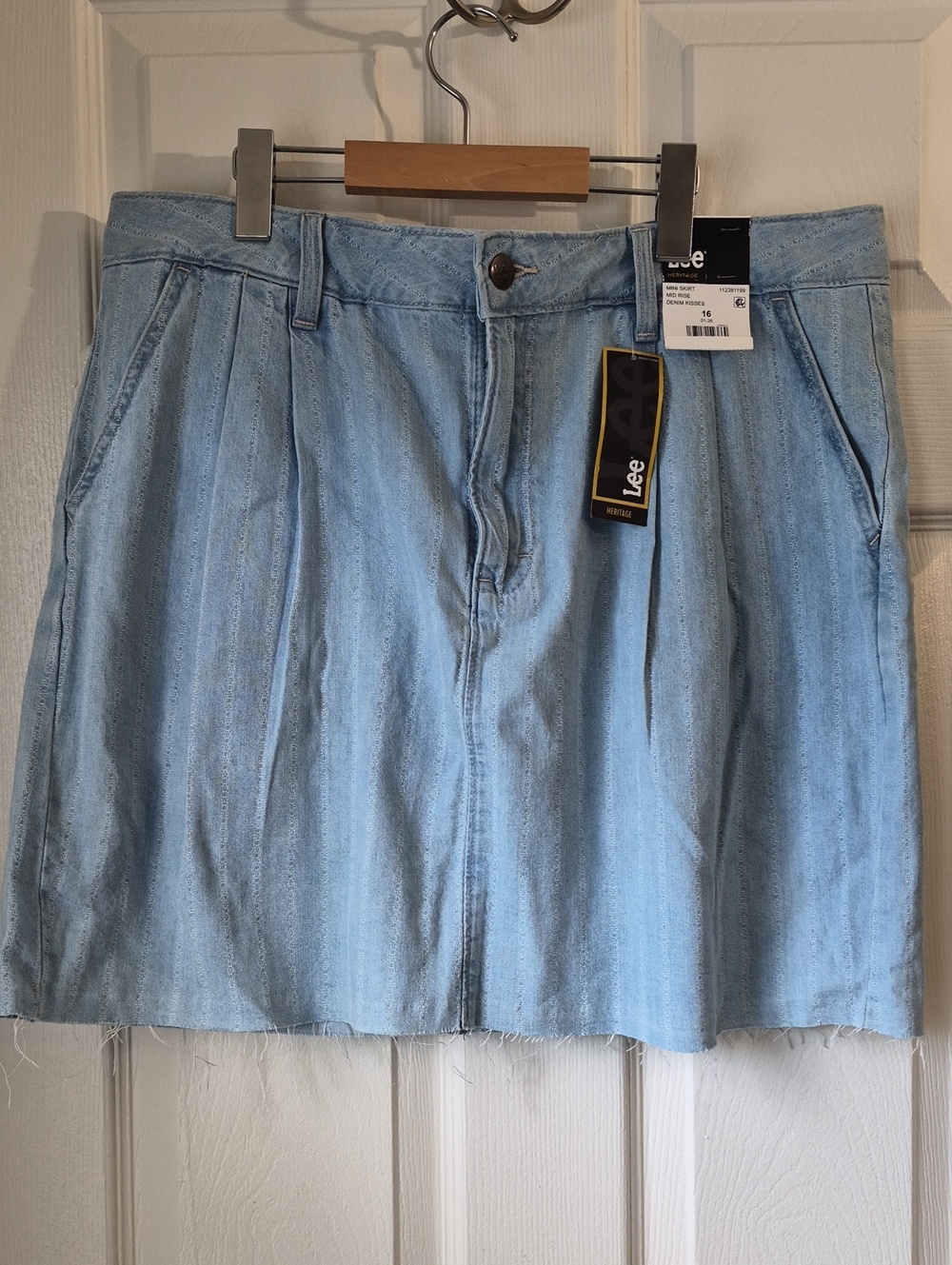 Lee Light Blue Denim Pleated Mini Skirt